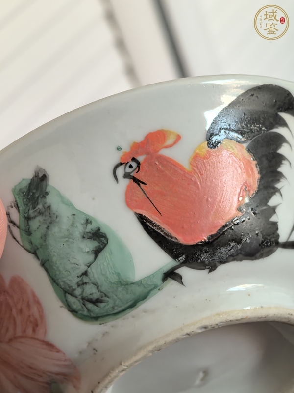 古玩大雞圖碗真品鑒賞圖