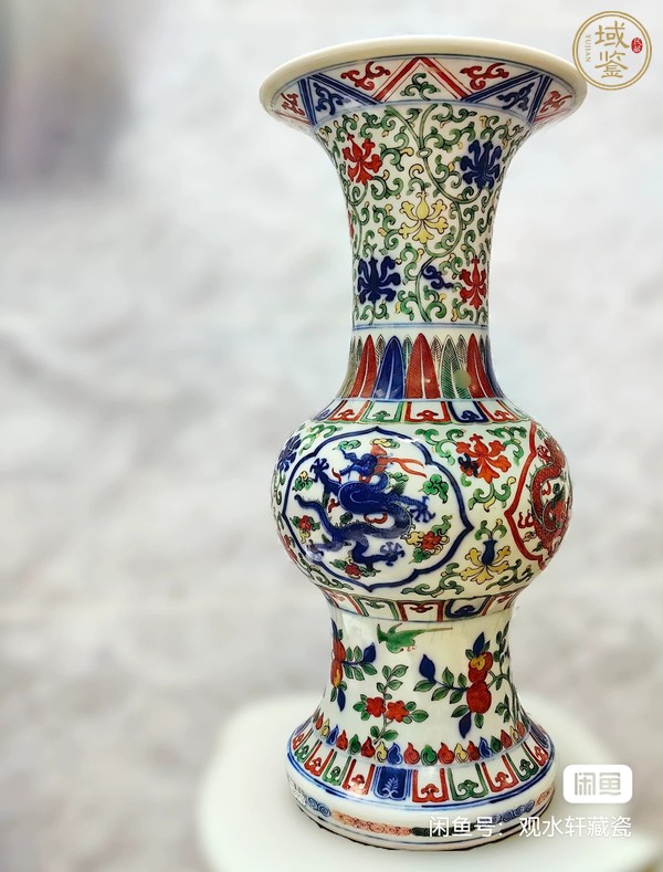 古玩青花五彩花觚真品鑒賞圖