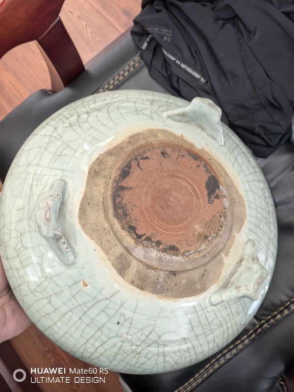 古玩陶瓷元末明初龍泉粉青釉三足爐拍賣,當前價格13800元