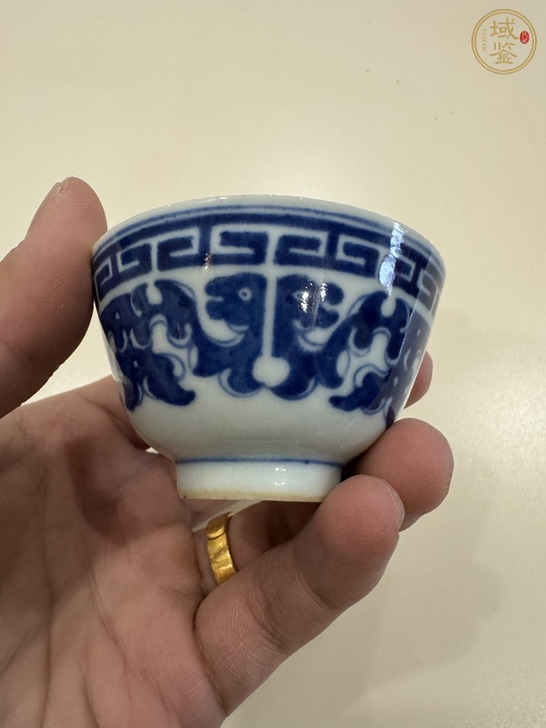 古玩陶瓷青花夔龍杯（疑似復(fù)窯）真品鑒賞圖