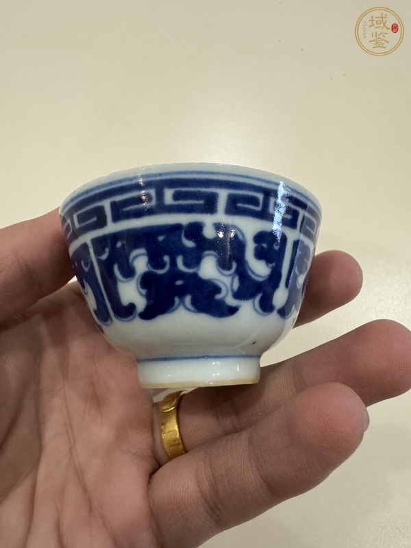 古玩陶瓷青花夔龍杯（疑似復(fù)窯）真品鑒賞圖