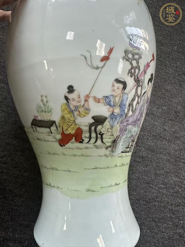 古玩陶瓷粉彩人物故事觀音瓶真品鑒賞圖