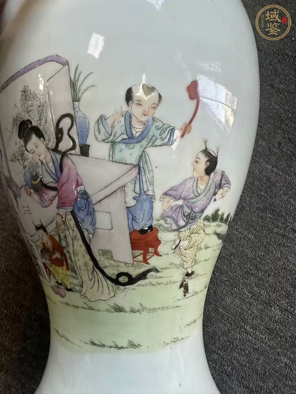 古玩陶瓷粉彩人物故事觀音瓶真品鑒賞圖