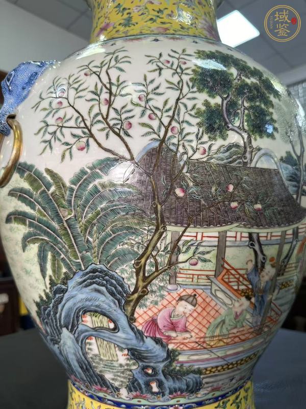 古玩陶瓷粉彩人物故事輔首尊真品鑒賞圖