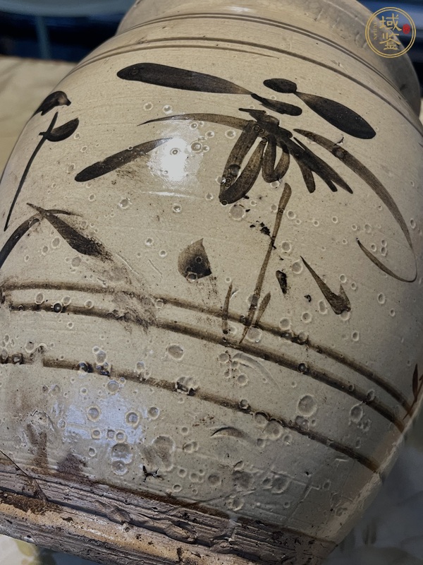 古玩陶瓷白釉褐彩花卉紋雙系罐真品鑒賞圖