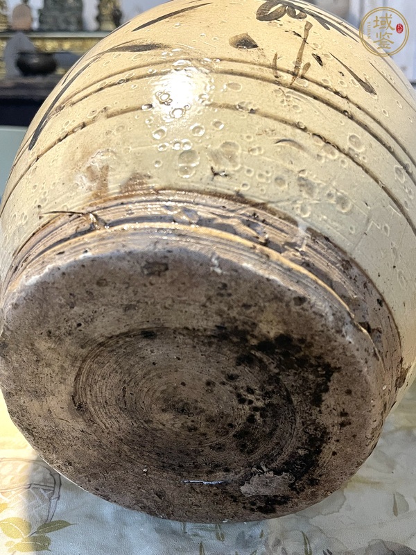 古玩陶瓷白釉褐彩花卉紋雙系罐真品鑒賞圖
