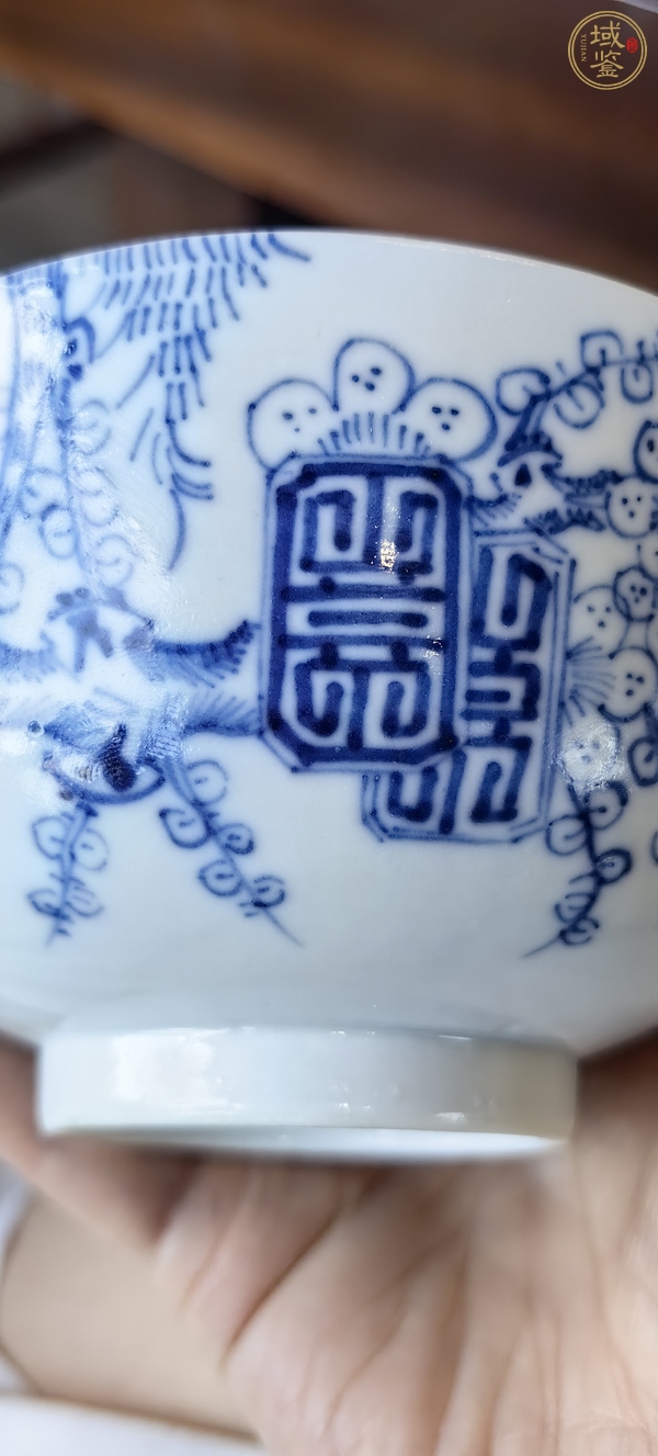 古玩陶瓷光緒 青花壽字梅花紋碗真品鑒賞圖