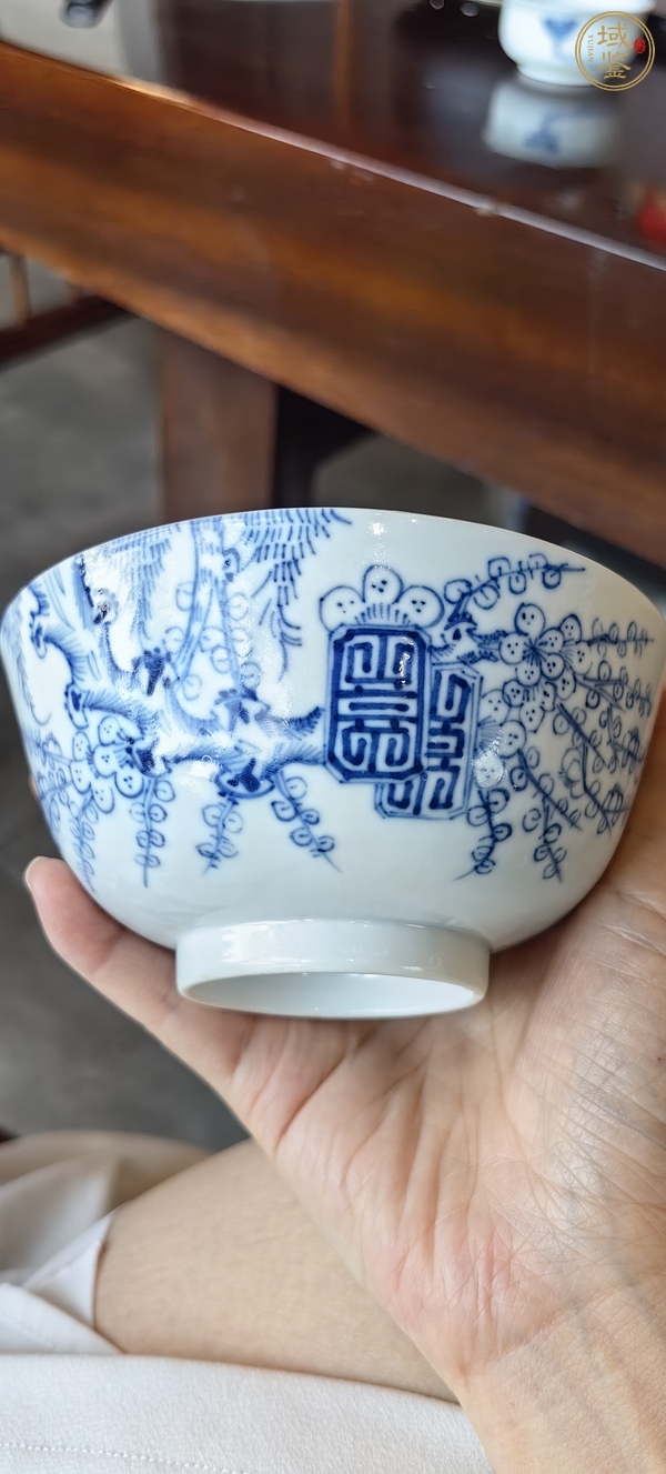 古玩陶瓷光緒 青花壽字梅花紋碗真品鑒賞圖