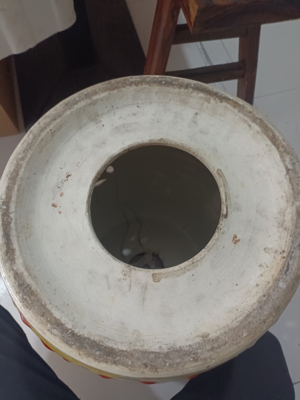 古玩陶瓷黃地粉彩雙鳳牡丹花紋瓷鼓拍賣(mài)，當(dāng)前價(jià)格1395元