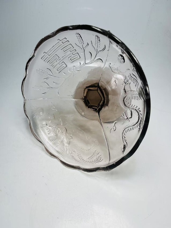 古玩雜項龍鳳紋高足果盤拍賣，當前價格188元