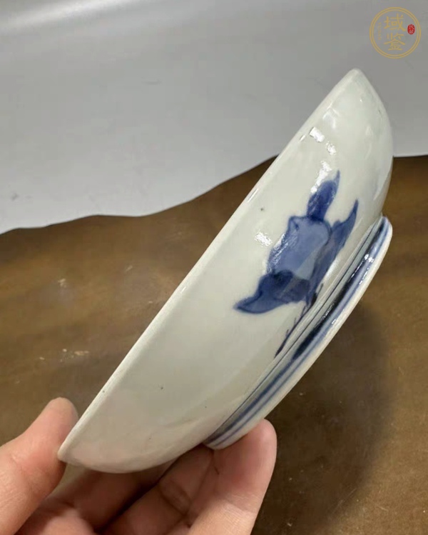 古玩陶瓷日本明治青花花卉紋淺盤真品鑒賞圖