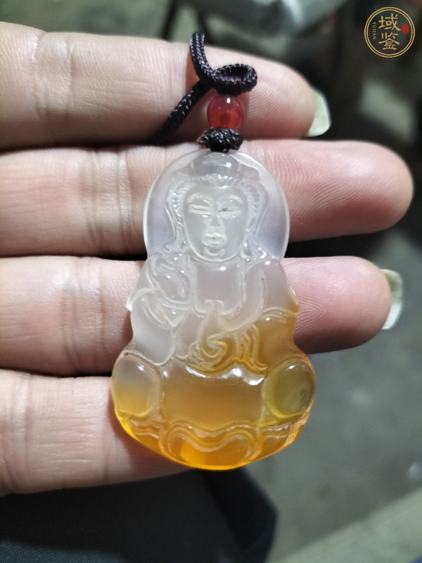 古玩玉器玉髓觀音掛件真品鑒賞圖