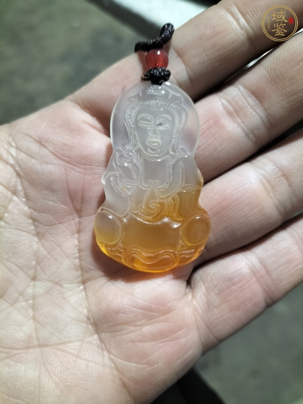 古玩玉器玉髓觀音掛件真品鑒賞圖