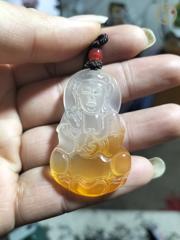 古玩玉器玉髓觀音掛件真品鑒賞圖