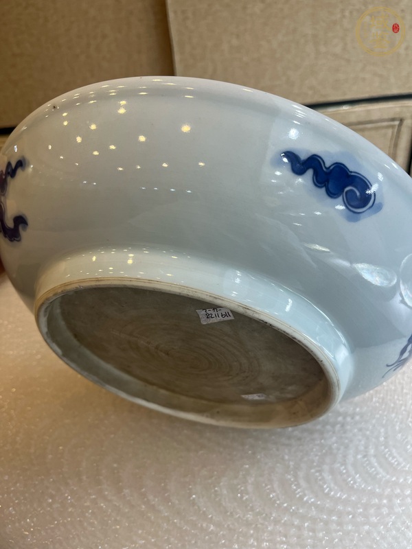 古玩陶瓷青花過墻龍紋盤，疑似復窯真品鑒賞圖