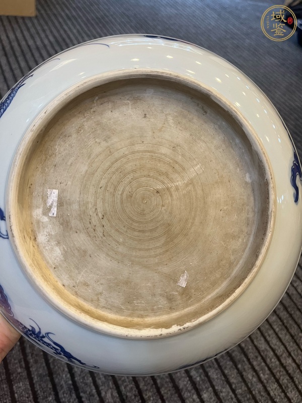 古玩陶瓷青花過墻龍紋盤，疑似復窯真品鑒賞圖