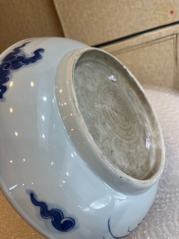 古玩陶瓷青花過墻龍紋盤，疑似復窯真品鑒賞圖