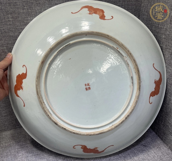 古玩陶瓷粉彩萬(wàn)壽無(wú)疆福壽紋大盤真品鑒賞圖