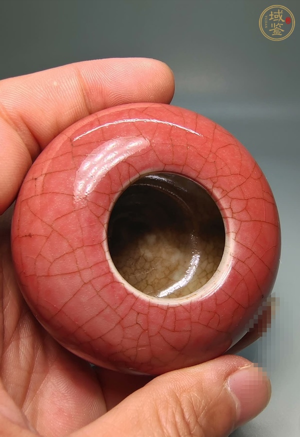 古玩陶瓷紅釉水盂真品鑒賞圖
