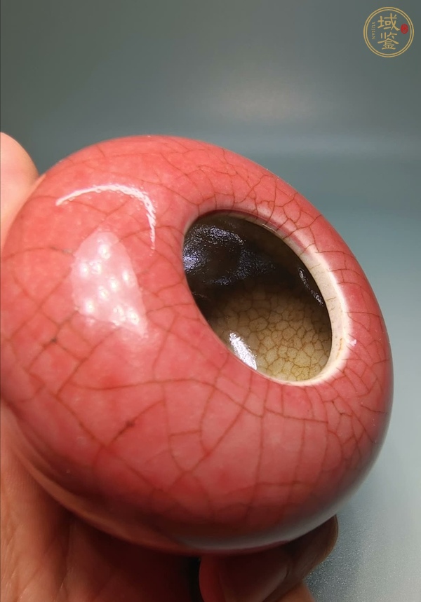 古玩陶瓷紅釉水盂真品鑒賞圖
