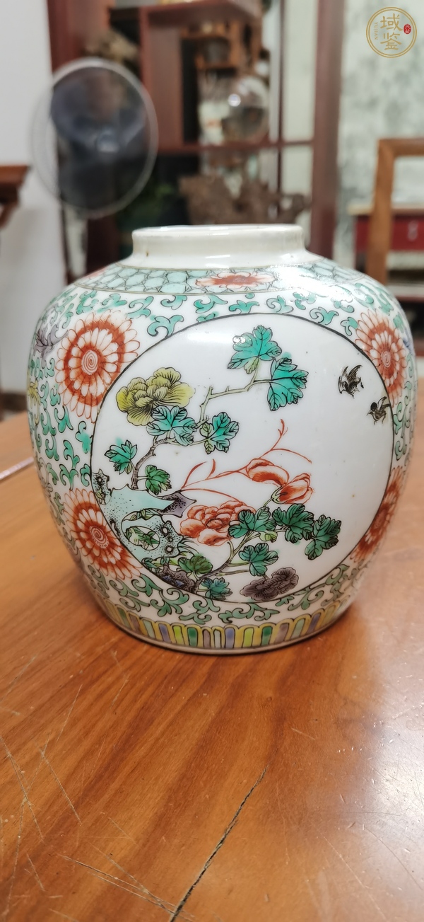古玩陶瓷花卉紋五彩罐真品鑒賞圖