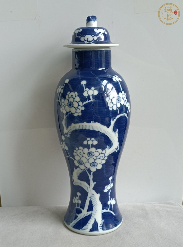 古玩陶瓷青花冰梅紋蓋瓶真品鑒賞圖