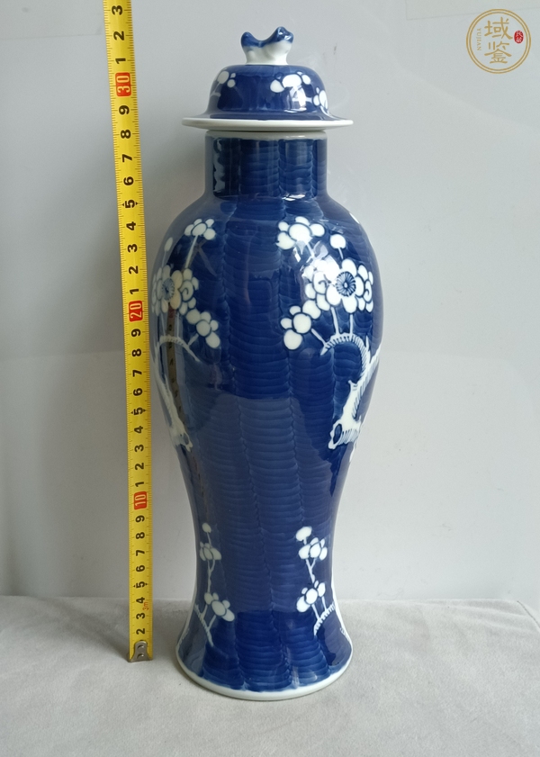 古玩陶瓷青花冰梅紋蓋瓶真品鑒賞圖
