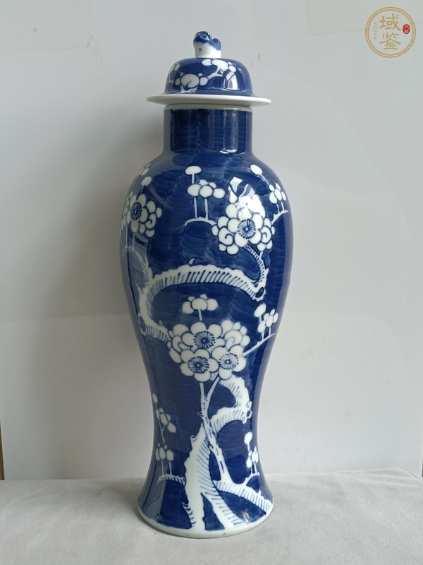 古玩陶瓷青花冰梅紋蓋瓶真品鑒賞圖