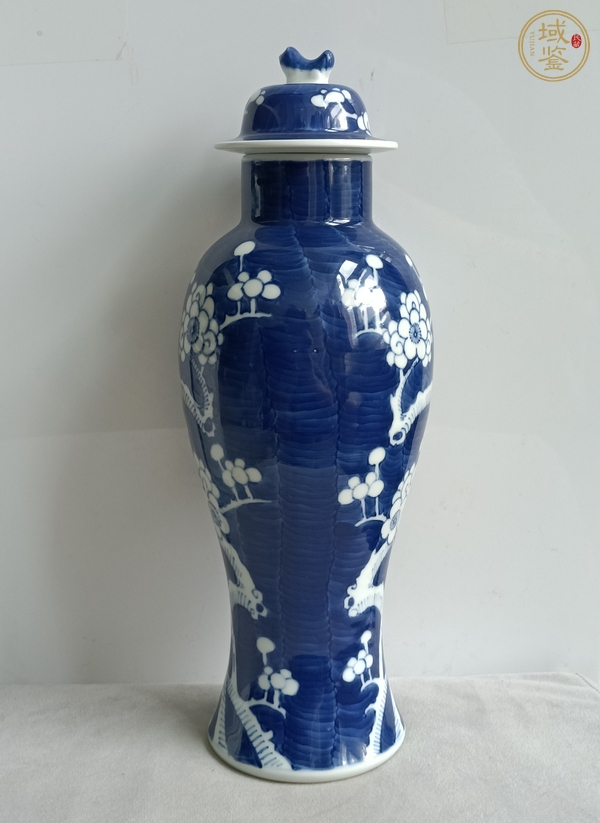 古玩陶瓷青花冰梅紋蓋瓶真品鑒賞圖