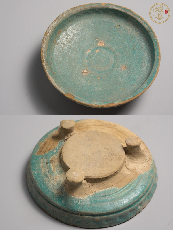 古玩陶瓷綠釉三足洗真品鑒賞圖
