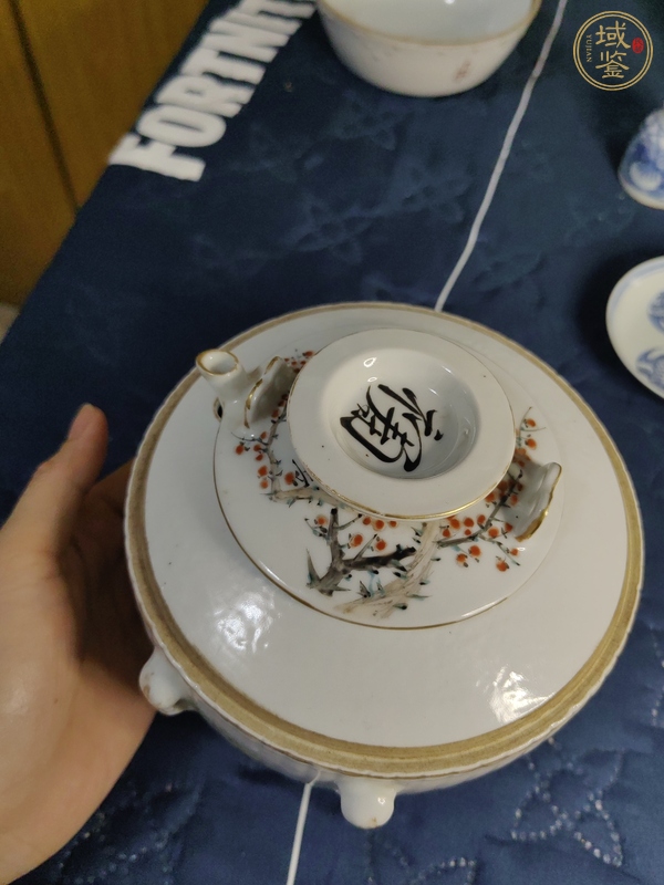 古玩陶瓷程煥文風(fēng)格 淺絳彩山水紋溫酒蓋罐真品鑒賞圖
