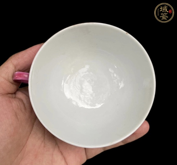 古玩陶瓷胭脂紅粉彩福壽紋茶杯真品鑒賞圖