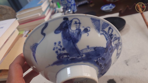 古玩陶瓷青花福祿壽三星人物紋碗真品鑒賞圖