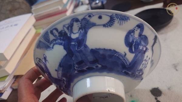 古玩陶瓷青花福祿壽三星人物紋碗真品鑒賞圖
