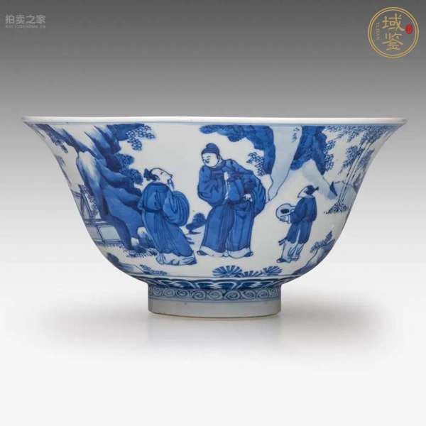 古玩陶瓷清康熙青花人物碗真品鑒賞圖