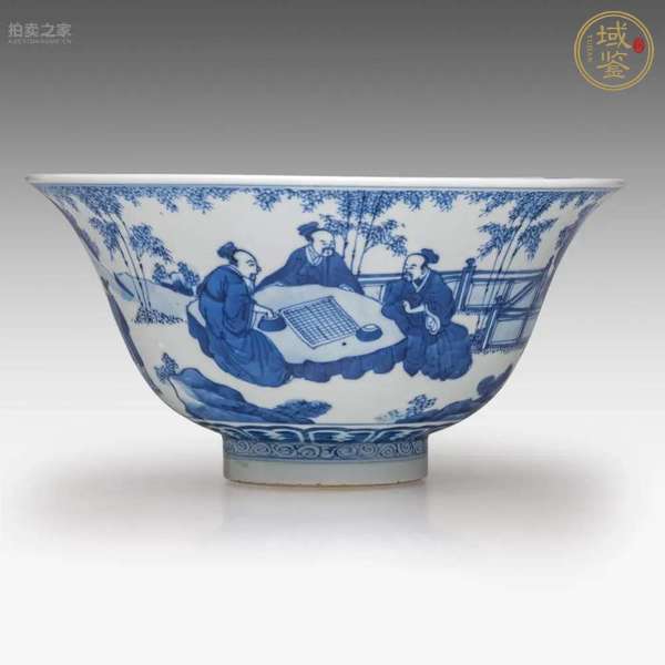 古玩陶瓷清康熙青花人物碗真品鑒賞圖