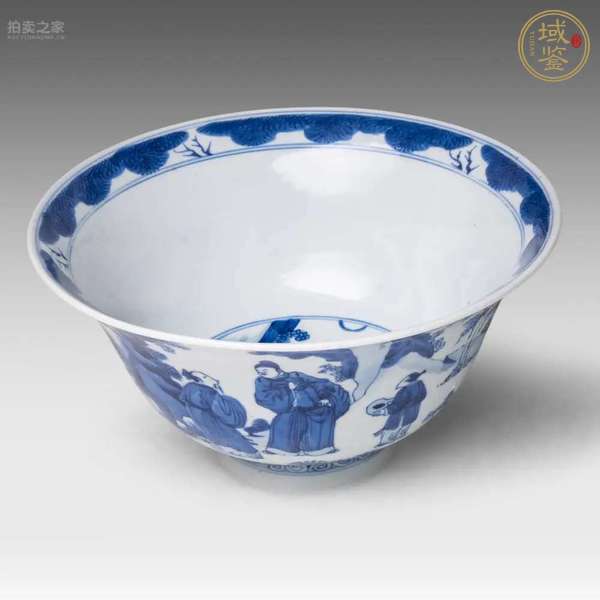 古玩陶瓷清康熙青花人物碗真品鑒賞圖