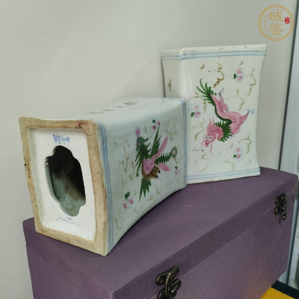 古玩陶瓷釉下彩龍鳳紋脈枕真品鑒賞圖