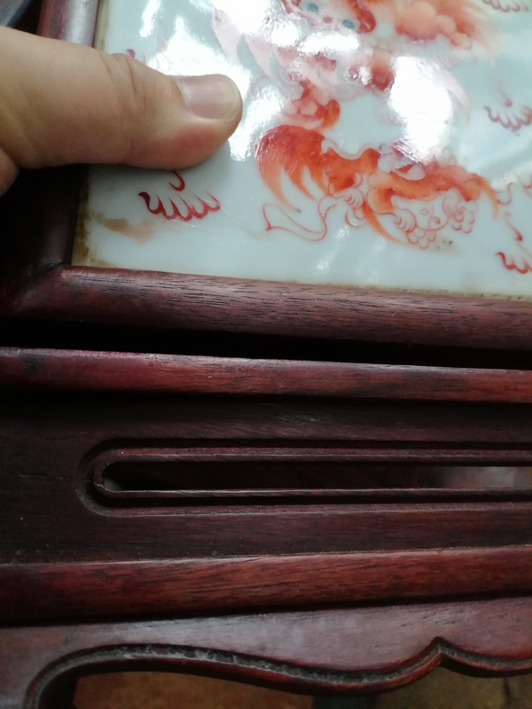 古玩陶瓷民國(guó)礬紅瓷板插屏拍賣(mài)，當(dāng)前價(jià)格5000元