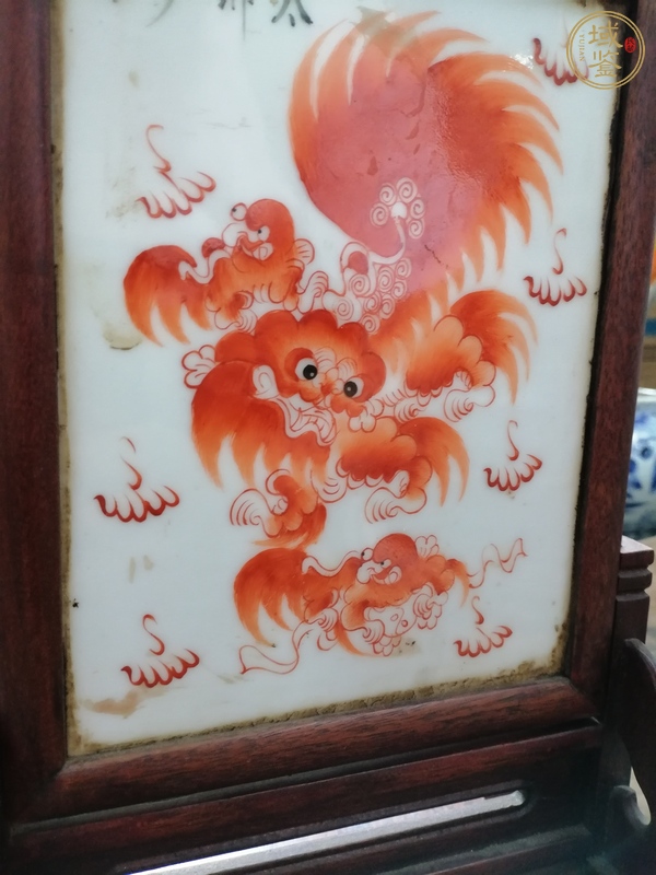 古玩陶瓷礬紅瓷板真品鑒賞圖