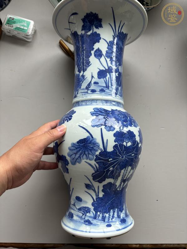 古玩陶瓷花卉紋青花鳳尾尊真品鑒賞圖