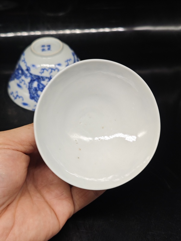 古玩陶瓷龍紋青花三才蓋杯拍賣，當前價格5000元
