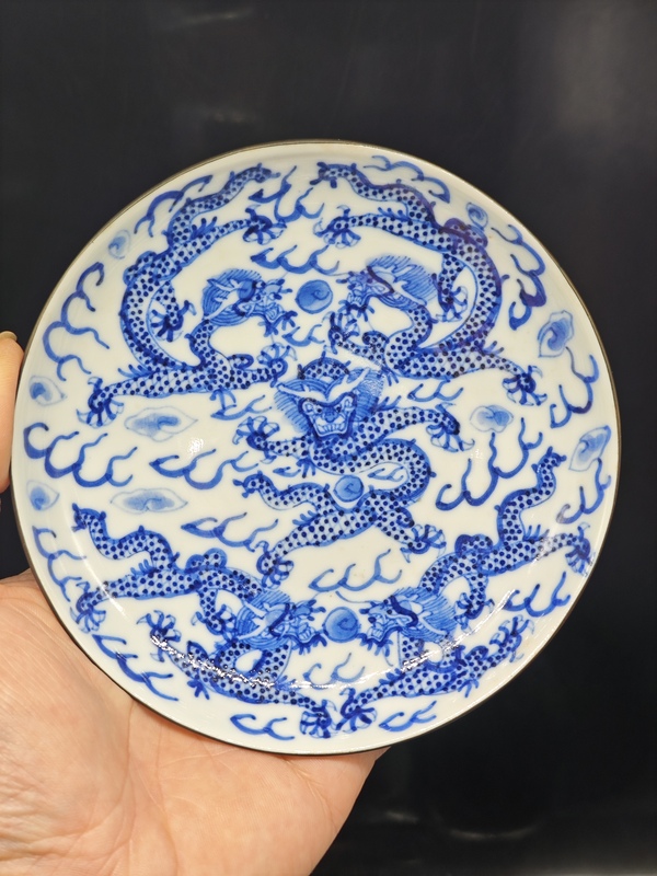 古玩陶瓷龍紋青花三才蓋杯拍賣，當前價格5000元
