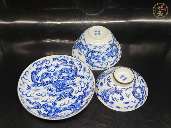 古玩陶瓷龍紋青花三才蓋杯真品鑒賞圖