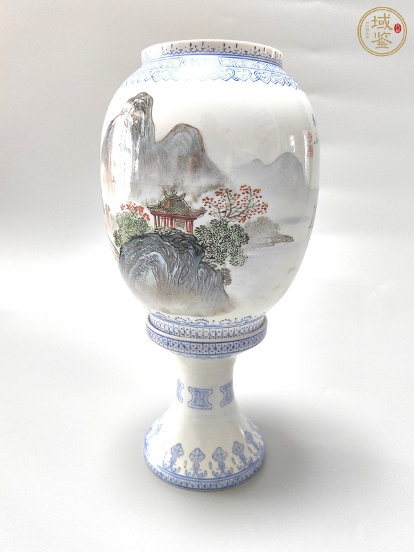 古玩陶瓷山水紋燈罩真品鑒賞圖