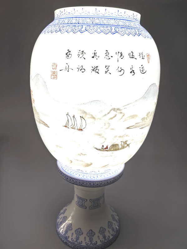 古玩陶瓷山水紋燈罩拍賣，當(dāng)前價(jià)格2600元