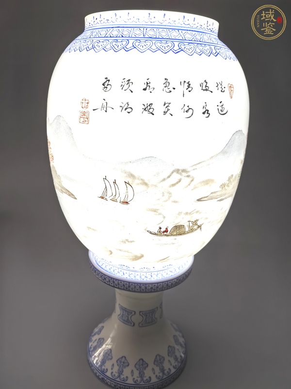 古玩陶瓷山水紋燈罩真品鑒賞圖