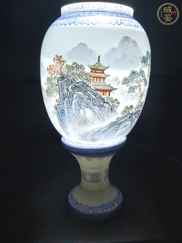 古玩陶瓷山水紋燈罩真品鑒賞圖
