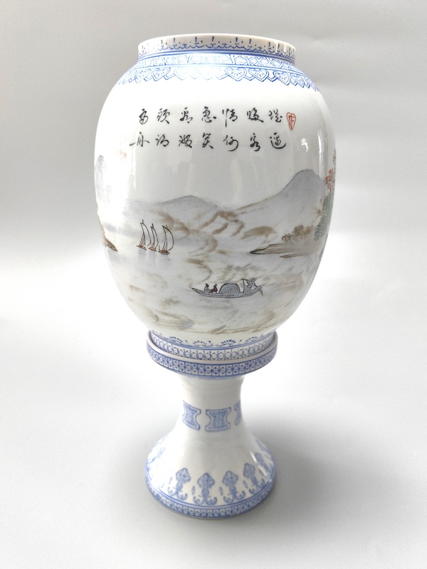 古玩陶瓷山水紋燈罩拍賣，當(dāng)前價(jià)格2600元