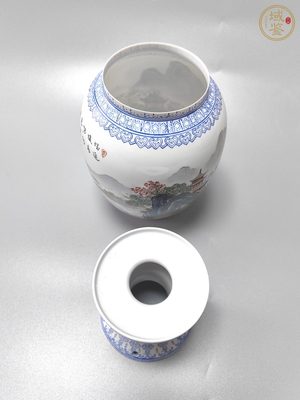 古玩陶瓷山水紋燈罩真品鑒賞圖